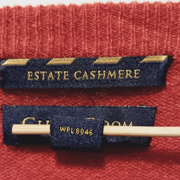 Club Room V-Neck Long Sleeved Men's Sweater Estate 100% Cashmere RUST Orange XL - Picture 4 of 7